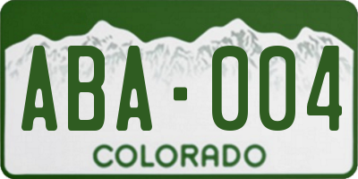 CO license plate ABA004