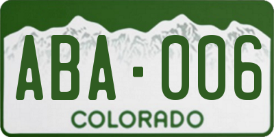 CO license plate ABA006