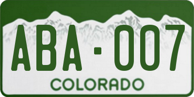 CO license plate ABA007