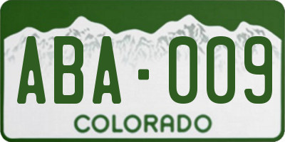 CO license plate ABA009