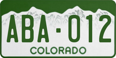 CO license plate ABA012