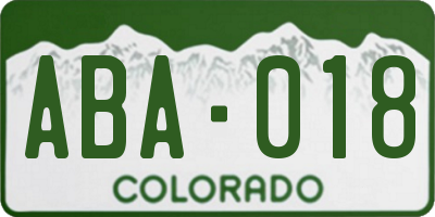 CO license plate ABA018