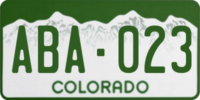 CO license plate ABA023