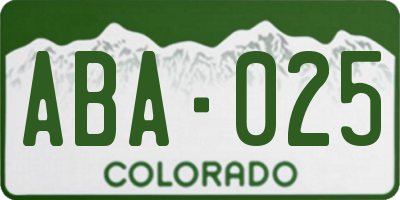 CO license plate ABA025