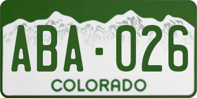 CO license plate ABA026