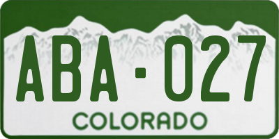CO license plate ABA027