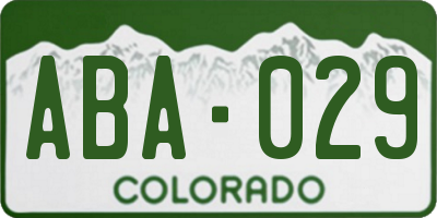 CO license plate ABA029
