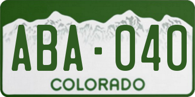 CO license plate ABA040
