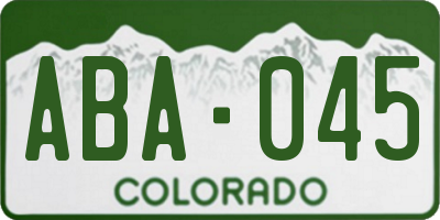 CO license plate ABA045