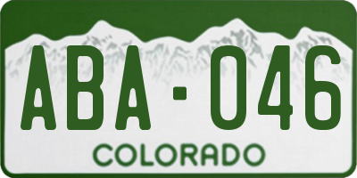 CO license plate ABA046