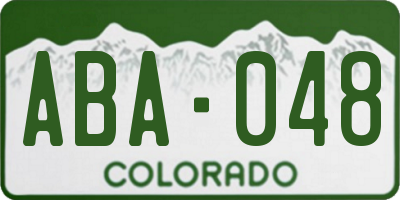 CO license plate ABA048