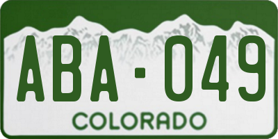 CO license plate ABA049