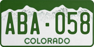CO license plate ABA058