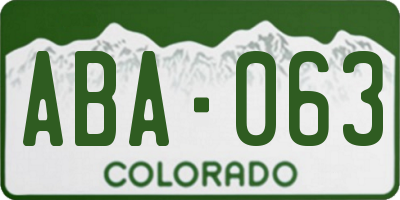 CO license plate ABA063
