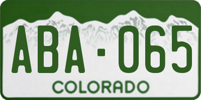 CO license plate ABA065