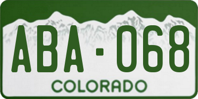 CO license plate ABA068