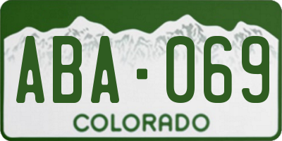 CO license plate ABA069