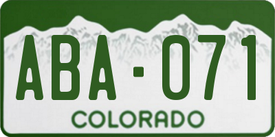 CO license plate ABA071