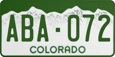 CO license plate ABA072