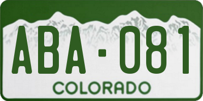 CO license plate ABA081