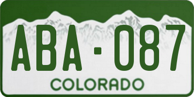 CO license plate ABA087