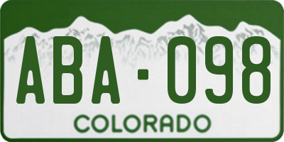 CO license plate ABA098