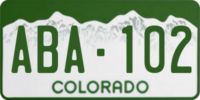 CO license plate ABA102