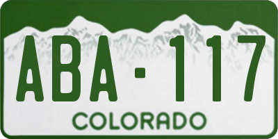CO license plate ABA117