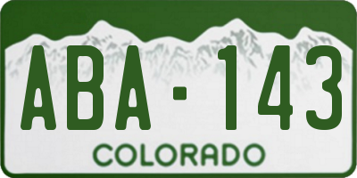 CO license plate ABA143
