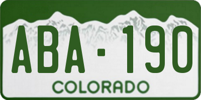 CO license plate ABA190