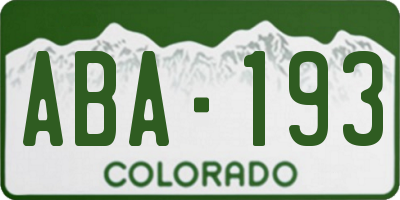 CO license plate ABA193