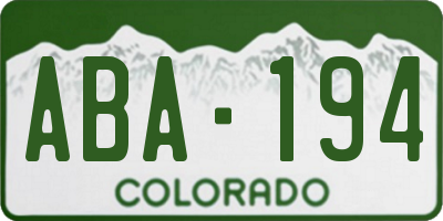 CO license plate ABA194