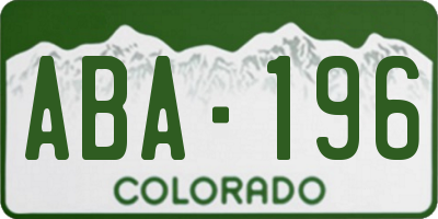CO license plate ABA196
