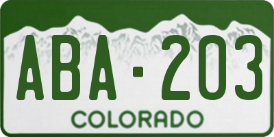 CO license plate ABA203