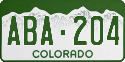 CO license plate ABA204