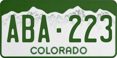 CO license plate ABA223