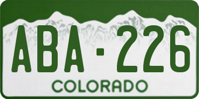 CO license plate ABA226