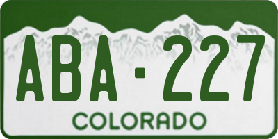 CO license plate ABA227
