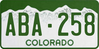 CO license plate ABA258