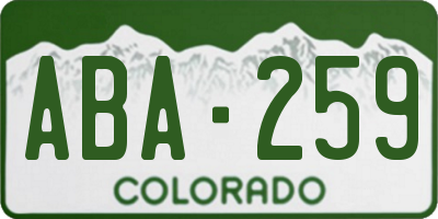 CO license plate ABA259