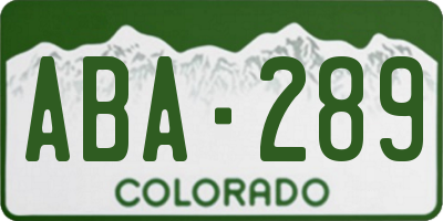 CO license plate ABA289