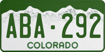 CO license plate ABA292