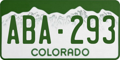 CO license plate ABA293