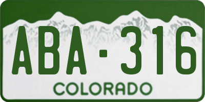 CO license plate ABA316