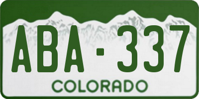 CO license plate ABA337