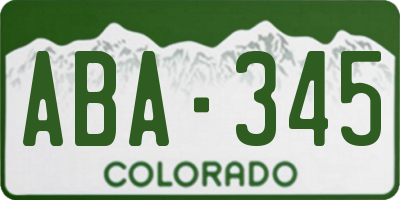 CO license plate ABA345