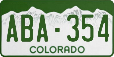 CO license plate ABA354