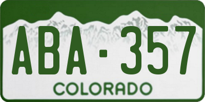 CO license plate ABA357