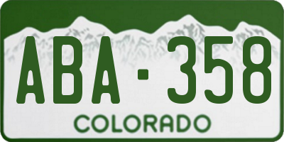 CO license plate ABA358