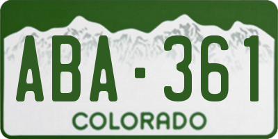 CO license plate ABA361